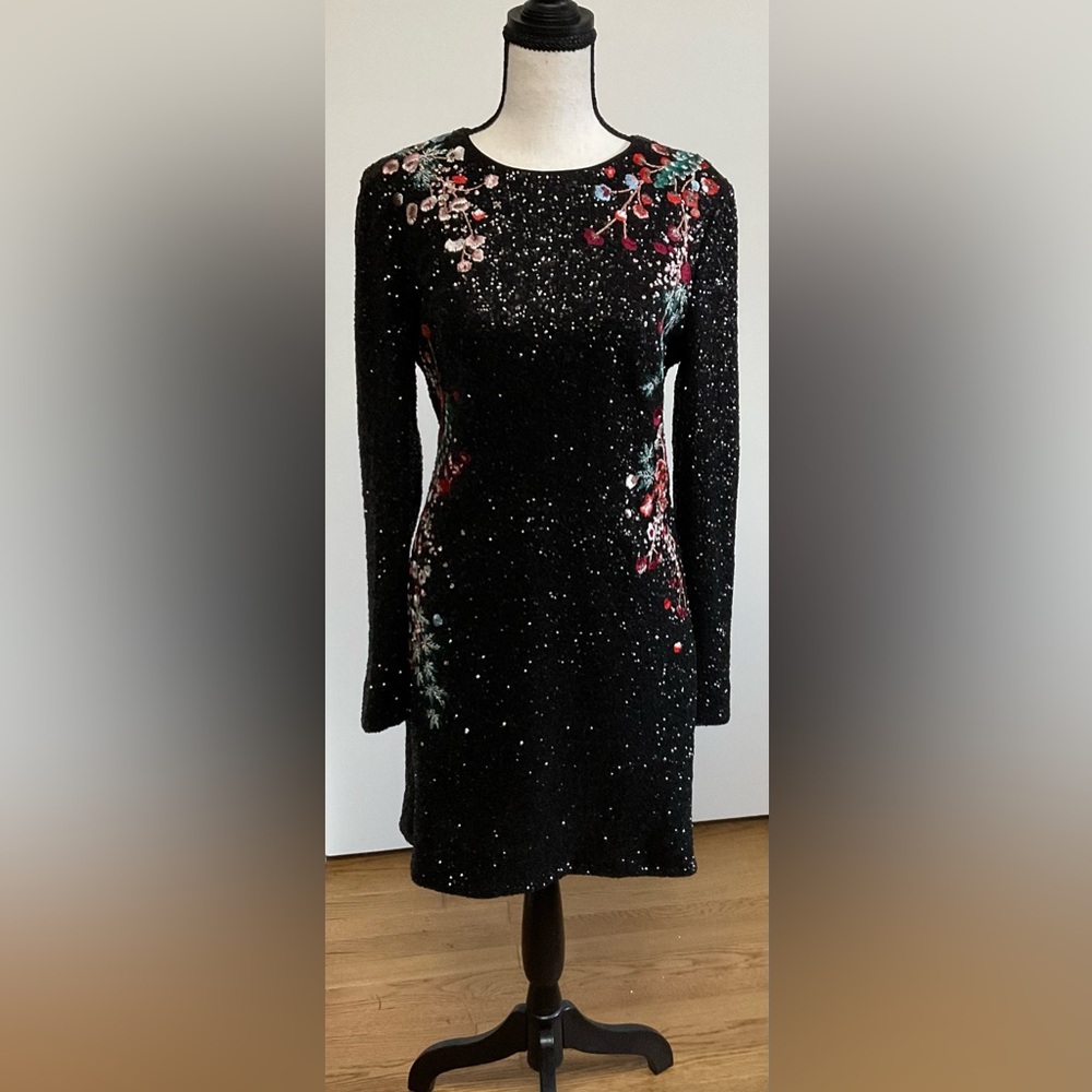 Karen Millen Black Floral Sequin Dress